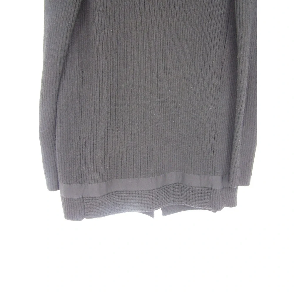 Athleta Cardigan Sweater‎ Medium Black Merino Wool Blend Asymmetric Motto Sporty